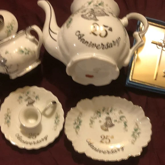 25th anniversary hand painted tea set made in Japan - Picture 2 of 9